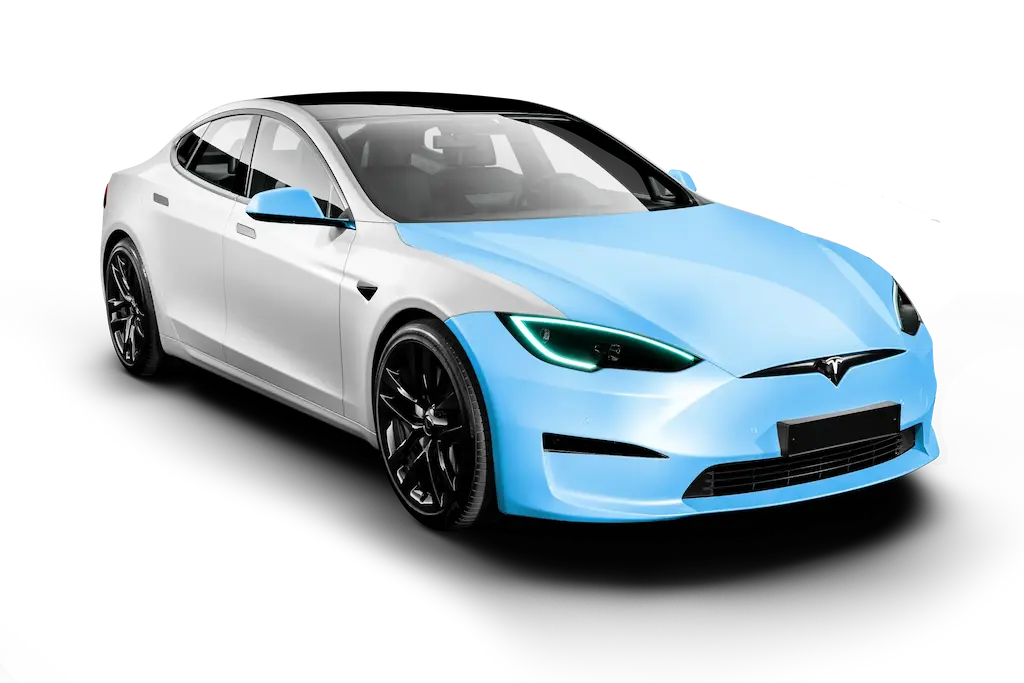 XPEL paint protection film installed on a Tesla in Canoga Park